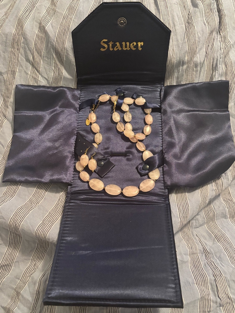 Vintage Stauer Rose Quartz Jewelry Set